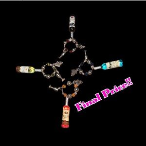 Wine Bottle & Grapes Wine  Glass Charms-Set of 4
